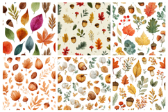 Watercolor Fall Elements Seamless Pattern and Digital Paper Product Image 2