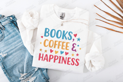 Books Coffee And Happiness Reading Quote Shirt Design Product Image 2