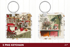 New Year Keychain PNG, New Year Sublimation Product Image 1