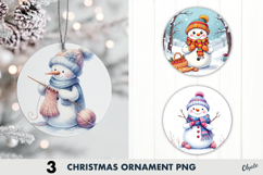 Snowman Ornament Sublimation PNG, Christmas Ornament  Product Image 1