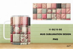 Patchwork Mug Sublimation Wrap. 11 OZ, 15 OZ Mug PNG Product Image 1