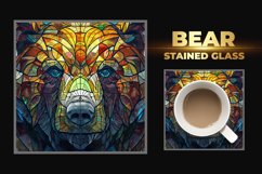 Bear Stained Glass Square Coaster Product Image 1