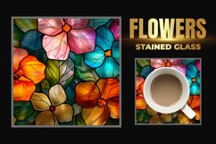 Flowers Stained Glass Square Coaster Product Image 1