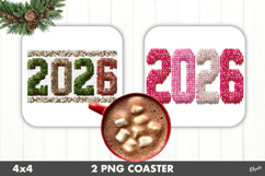 2026 Coaster PNG, Latch Hook Yarn Coaster PNG Product Image 1