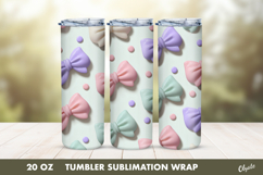 Cute Bow Tumbler Wrap PNG, 20 OZ Tumbler Sublimation PNG Product Image 1
