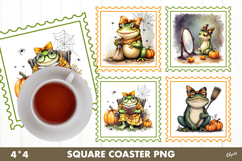 Frog Coquette Postage Stamp Sublimation Coaster Product Image 1
