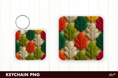 Crochet Autumn Leaves Square Keychain PNG Product Image 1