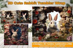 3D Cute Easter Rabbit on Broken Wall Tumbler Wrap Design Product Image 2