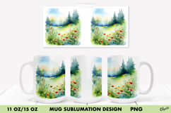 Watercolor Woodland Mug. Mug Sublimation Wrap Product Image 1