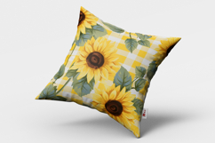 Sunflower Gingham Seamless Patterns Background Product Image 2