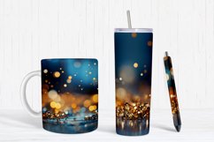 Golden Bokeh in Blue Background Digital Paper Product Image 2