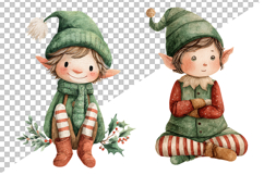 Watercolor Christmas ELF Clipart Product Image 2