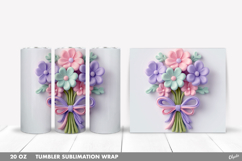 Easter Flower Bouquet Tumbler PNG, 20 OZ Tumbler Wrap Product Image 1