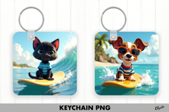 Summer Animal Keychain Sublimation. Cute Animal PNG Product Image 1