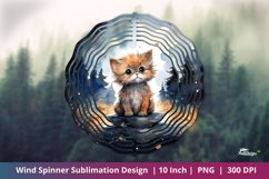 Cute Kitten Starry Night Wind Spinner Sublimation Design 2 Product Image 1