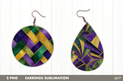 Earring Teardrop Mardi Gras, Earring Round Mardi Gras PNG Product Image 1