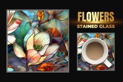 Flowers Stained Glass Square Coaster Product Image 1