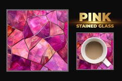 Pink Stained Glass Square Coaster Product Image 1