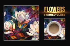 Flowers Stained Glass Square Coaster Product Image 1