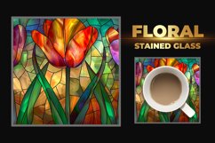 Floral Stained Glass Square Coaster Product Image 1