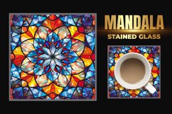 Mandala Stained Glass Square Coaster Product Image 1