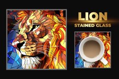 Lion Stained Glass Square Coaster Product Image 1