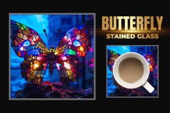 Butterfly Stained Glass Square Coaster Product Image 1