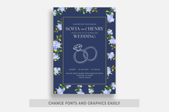 Navy Blue Floral Wedding Invitation Canva Template Product Image 2