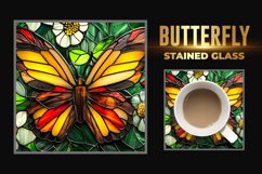 Flower Stained Glass Square Coaster Product Image 1