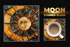 Moon Stained Glass Square Coaster Product Image 1