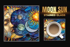 Moon Sun Stained Glass Square Coaster Product Image 1