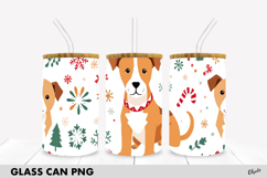 Christmas Dog 16 OZ Glass Can Wrap PNG Product Image 1