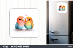 Lovebirds Magnet Sublimation, Valentines Day Fridge Magnet Product Image 1