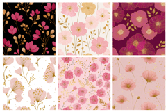 Pink and Gold Flowers Seamless Pattern and Digital paper Product Image 2