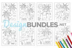 Beach Party Girls Coloring Pages - 8 jpg / pdf items Product Image 2