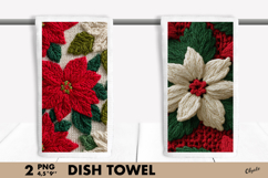 Crochet Poinsettia, Christmas Dish Towel Design PNG Product Image 1