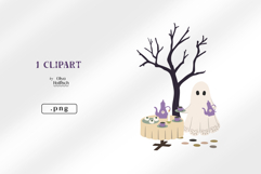 Cute Ghost Clipart. Spooky Halloween Tea Party PNG Product Image 2