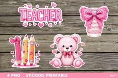 Yarn Valentine Stickers PNG. Teacher Sticker PNG Product Image 1