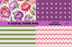 Peony Digital Paper PNG. Spring Digital Paper Product Image 1