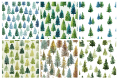 Watercolor Pine Trees Seamless Pattern and Digital paper Product Image 2