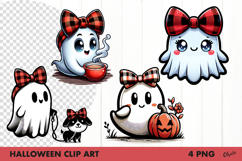 Cute Ghost Clipart PNG. Halloween Clip Art PNG Product Image 1