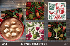 New Year Coaster PNG. Christmas Eve Coaster PNG Product Image 1