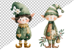Watercolor Christmas ELF Clipart Product Image 2