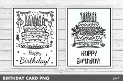 Birthday Cake Coloring Card PNG Product Image 1