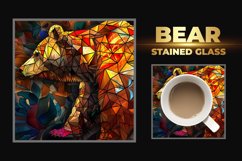 Bear Stained Glass Square Coaster Product Image 1