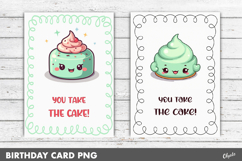 Birthday Greeting Card PNG. Cute Kawaii Card Product Image 1
