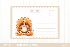 Thanksgiving Card PNG. Turkey Postcard Sublimation Product Image 1