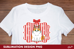 Christmas Cat, Tshirt Postage Stamp Sublimation PNG Product Image 1