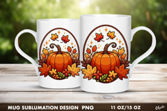 Autumn Mug Wrap. Fall Frame Sublimation PNG Product Image 1