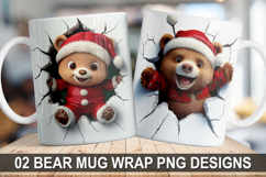 Christmas Bear Wrap Mug Sublimation PNG -Festive Bear Design Product Image 1
